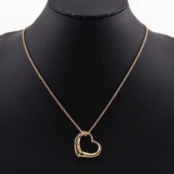 TIFFANY&Co. Open heart Necklace Elsa Peretti K18 yellow gold 14.6g Women - Picture 1 of 10